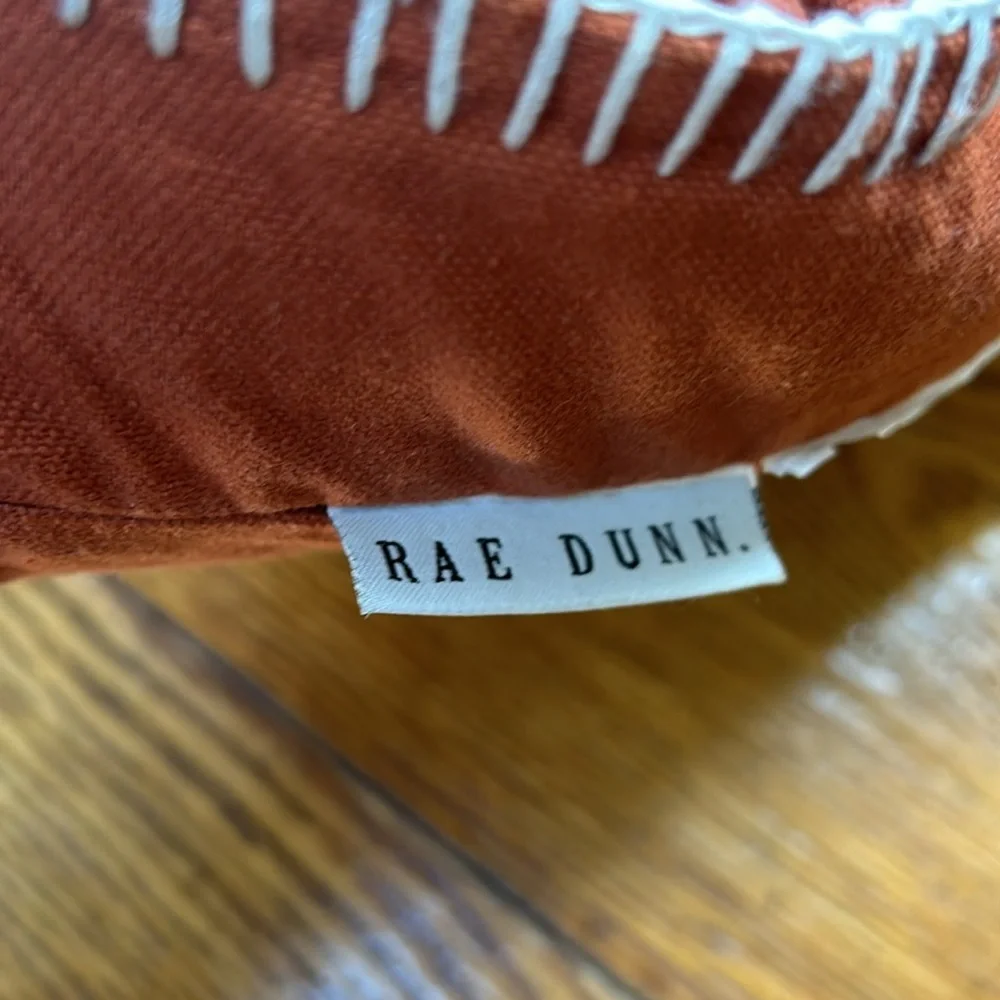 Rae Dunn FAMILY. embroidered 20” square burnt orange pillow with feather pillow